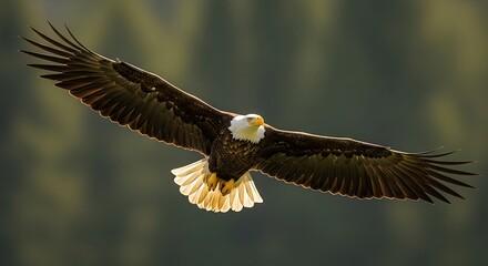 Obraz premium Majestic bald eagle soaring through the air.