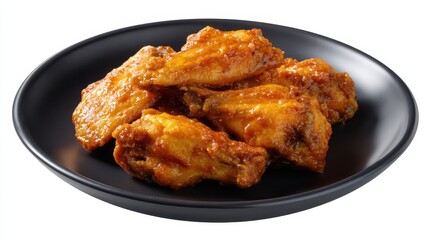 Golden Wings Delight: A close-up shot of a plate with crispy, golden-brown chicken wings, showcasing the texture, flavor, and appetizing appeal.