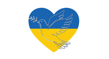 Ukrainian peace dove heart symbol of hope and solidarity international support