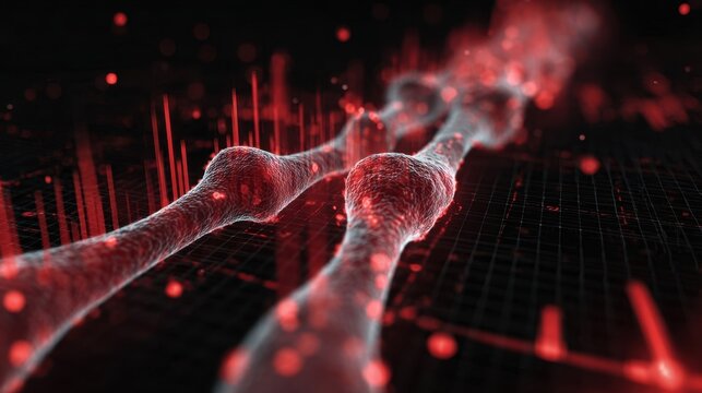 Conceptual image displaying fading marrow space inside bone structure overlaid with realtime blood count charts trending downward in aplastic anemia context.