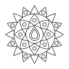 Fototapeta premium Circular Mandala with Repeating Diamond Shapes Coloring Page