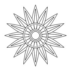Obraz premium Mandala Style Sun with Rays Radiating Mandala Patterns Coloring Page