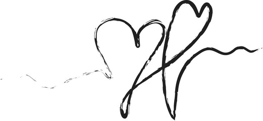 Painted hearts from grunge brush strokes