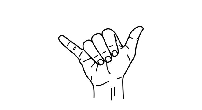 Aloha Hand Sign Drawing