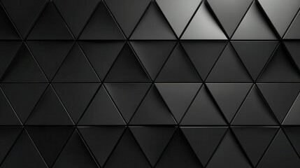Vibrant photo of polished, Semigloss Wall background with tiles. Triangular, tile Wallpaper with 3D, Black blocks. 3D Render.