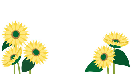 Fototapeta premium ヒマワリのフレーム背景イラスト素材