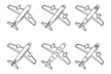 Aircraft Array: A top-down perspective showcases a set of aircraft, each meticulously rendered, providing a captivating study in design and aviation.