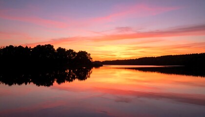 Obraz premium Calm lake at sunset