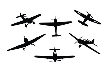 Skyward Silhouette: A stunning arrangement of silhouettes of vintage aircraft. The illustration provides a timeless sense of flight and aviation history. 