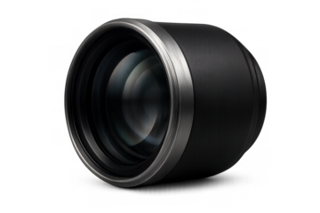 Professional camera lens with transparent background, ideal for photography and technology projects