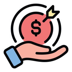 Budget icon flat line style illustration representing financial planning and expense management, suitable for personal finance apps, business accounting, and economic strategy projects