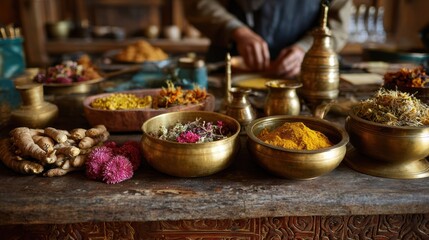 Fototapeta premium Culinary exploration spice market experience local bazaar food photography vibrant environment close-up view cultural heritage