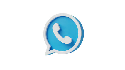 Vibrant blue and white 3D chat bubble icon with phone receiver, perfect for communication apps