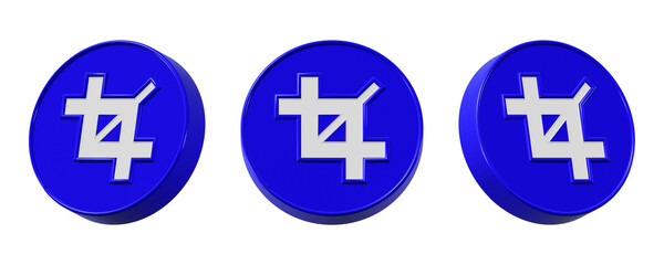 3d crop icon with blue rounded edges isolated on transparent background