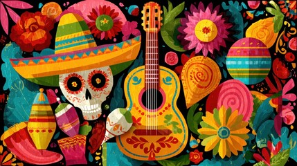 Vibrant mexican festival celebration cultural art colorful decorations summer artistic perspective festive spirit