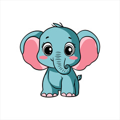 Fototapeta premium Adorable Baby Elephant Cartoon Illustration - Cute Animal Design