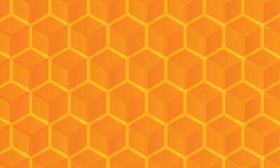 Yellow, orange beehive background. Honeycomb, bees hive cells pattern. Bee honey shapes. Vector geometric seamless texture symbol. Hexagon, hexagonal raster, mosaic cell sign or icon. Gradation color.