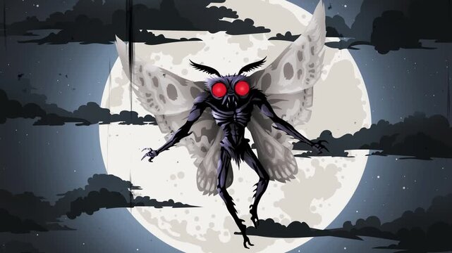 strange creepy mothman flying in the night