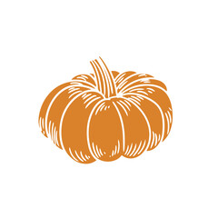 Original hand-drawn illustration of a Halloween autumn pumpkin in a minimalist style. Vector illustrations for posters, cards, and graphic design.	