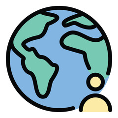 Citizenship icon flat line style illustration representing legal nationality and civic identity, suitable for immigration services, government documentation, and civic education projects