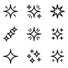  Quality full and unique Shine sparkle line icon set