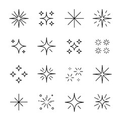  Quality full and unique Shine sparkle line icon set