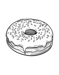 Donut coloring page with sprinkles and glaze
