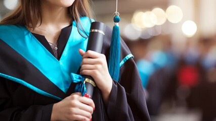 Graduate ceremony highlights with proud student holding diploma at university