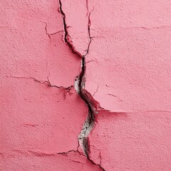 A Close-up of a cracked pink wall