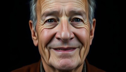 Obraz premium portrait of a smiling elder man in black background