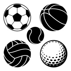 Obraz premium Quality full and unique Sports Balls Silhouette set 