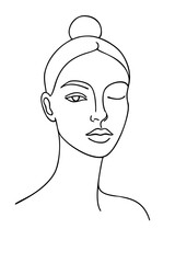Minimalist Woman's Face with Closed Eye