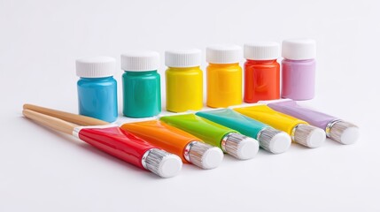 Colorful Paints & Brushes: Art Supplies Still Life