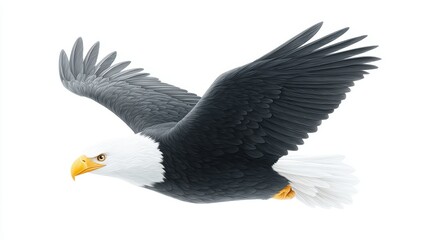 Fototapeta premium Flying Bald Eagle Graphic: Patriotic Symbol Image