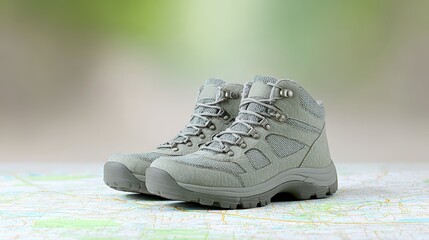 Hiking Boots on Map - Adventure, Travel, Outdoors (60)