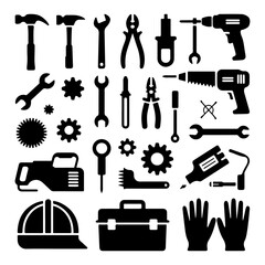  Quality full and unique Tools and Service Silhouette set 