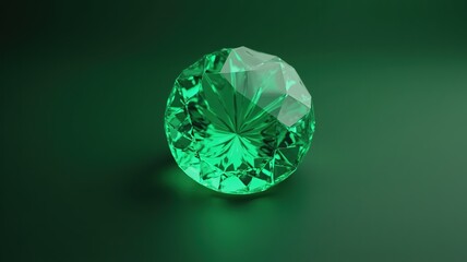 Luminous Emerald Gemstone: Vibrant Green Oval Cut Jewel on Dark Background
