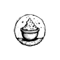 Minimalist drawn bowl of mashed potatoes illustration showcasing simple food concept and healthy eating delicious plate