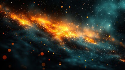 Fototapeta premium Spectacular cosmic nebula with swirling orange and blue hues in a dark universe