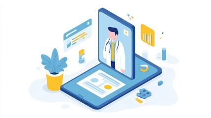 Obraz premium Telemedicine Doctor Online Consultation App - Healthcare