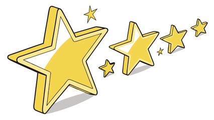 Golden Stars of Varying Sizes Dazzling Against a White Background