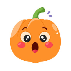 Vector art of a surprised cartoon pumpkin with a shocked expression isolated on white background