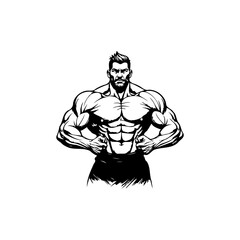 Silhouette of a muscular man showcasing his physique demonstrating strength and fitness concept in artistic way for fitness and health