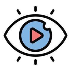 Advertisement eye icon flat line style illustration representing ad visibility and audience attention, suitable for marketing campaigns, media tracking, and digital advertising analytics projects