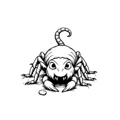 Cartoon scorpion vector illustration featuring cute eyes sharp pincers and stinger making great design element