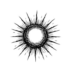 Detailed hand drawn sun illustration showcasing radiant energy and celestial body for design and use
