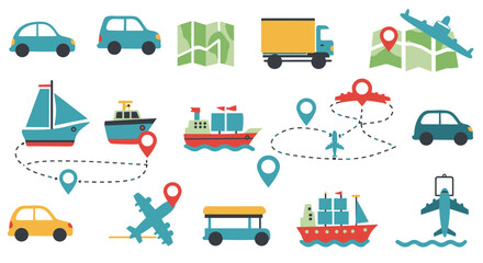 A diverse collection of ride-sharing and taxi car vector icons for online transportation services and mobile applications.