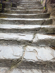 Natural hewn stone stair case