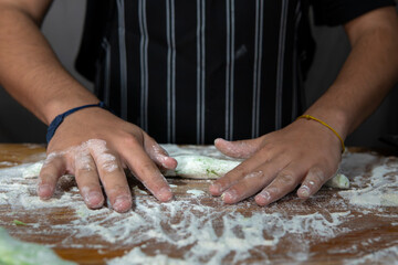 Close-up of dough being worked for a perfect gnocchi texture