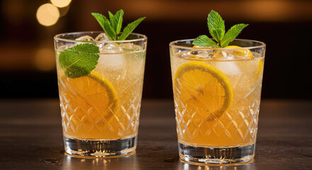 Refreshing Lemon Mint Cocktail Drinks.